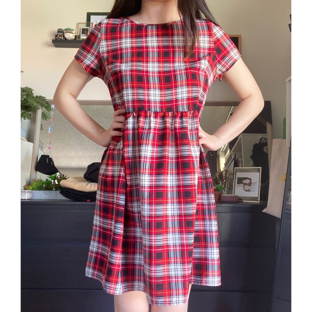 Plaid babydoll dress